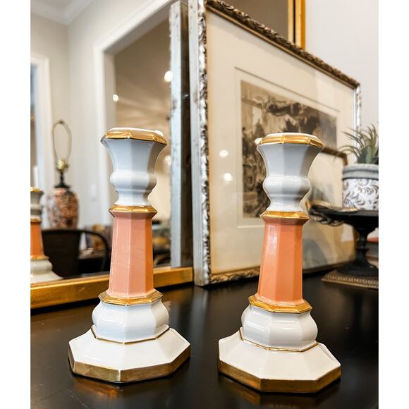 Gold & Pink taper‎ Andrea by Sadek Candlestick Set - Picture 2 of 5